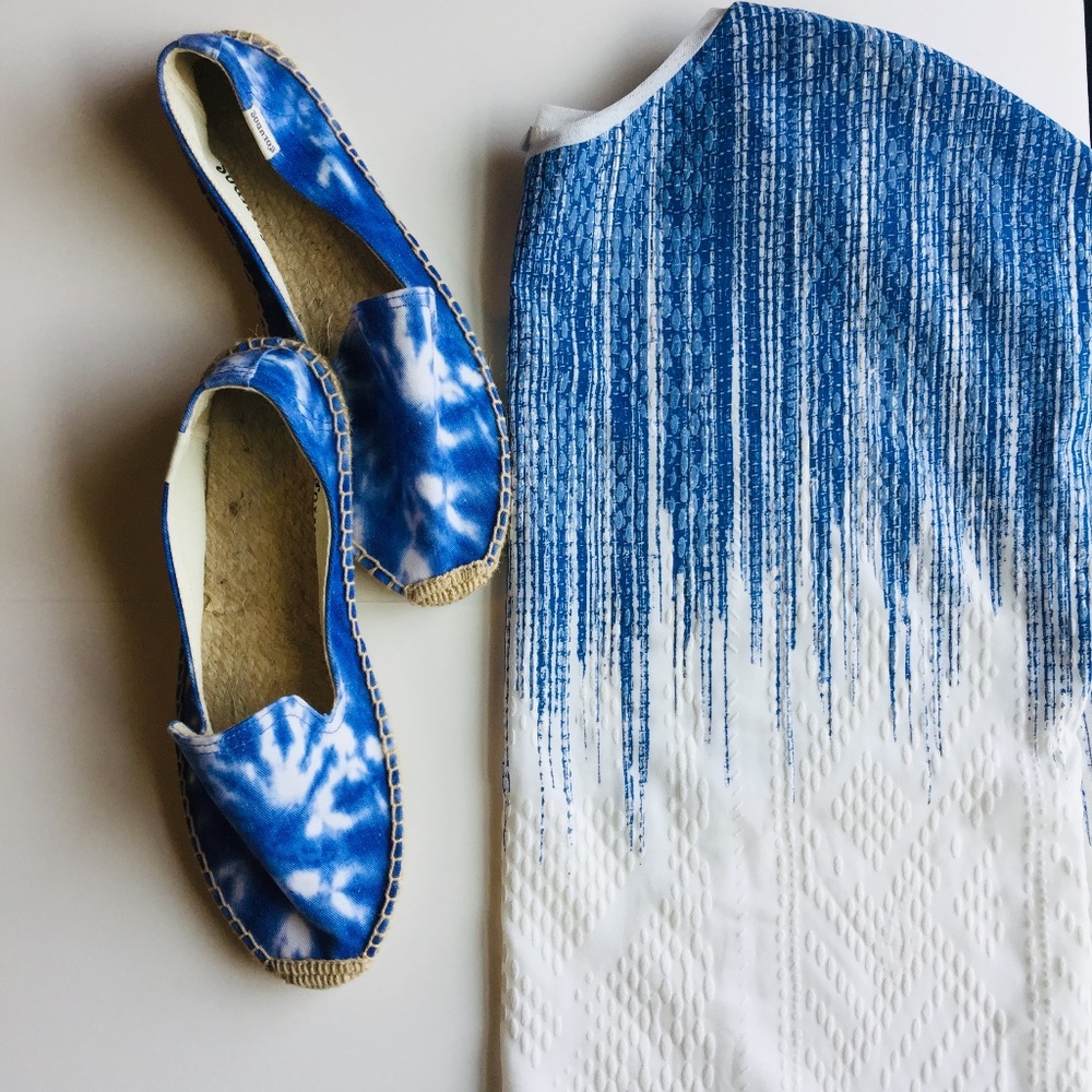 Soludos Espadrilles Blue & White tie dye size 7